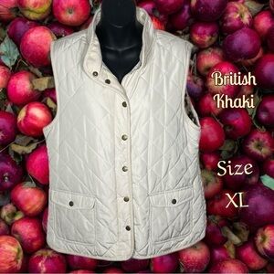 British Khaki Off White Quilted Vest Size XL